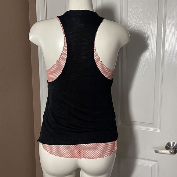 Koral Black and pink sheer net top racerback size xs - Picture 4 of 5